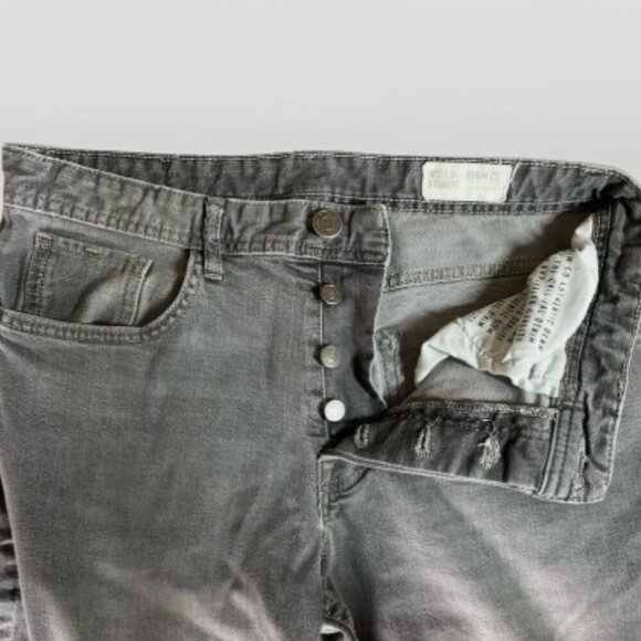 Denim Co. Men’s Gray Button Fly Straight Leg Slim Fit Jeans Size 32/34 - Picture 8 of 9